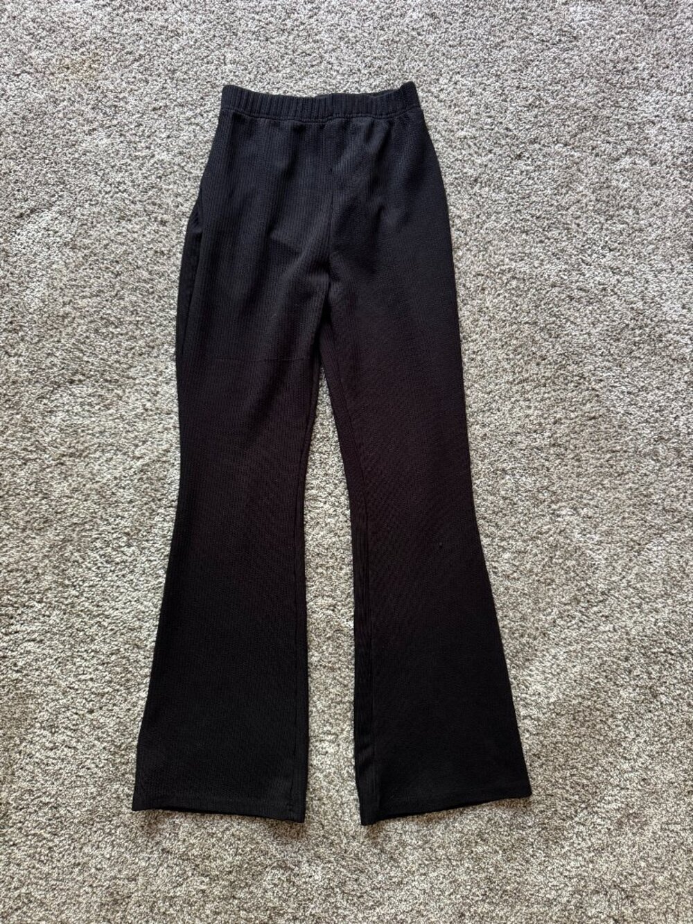 Women's Shein Ribbed Stretch Black Pants Size Medium